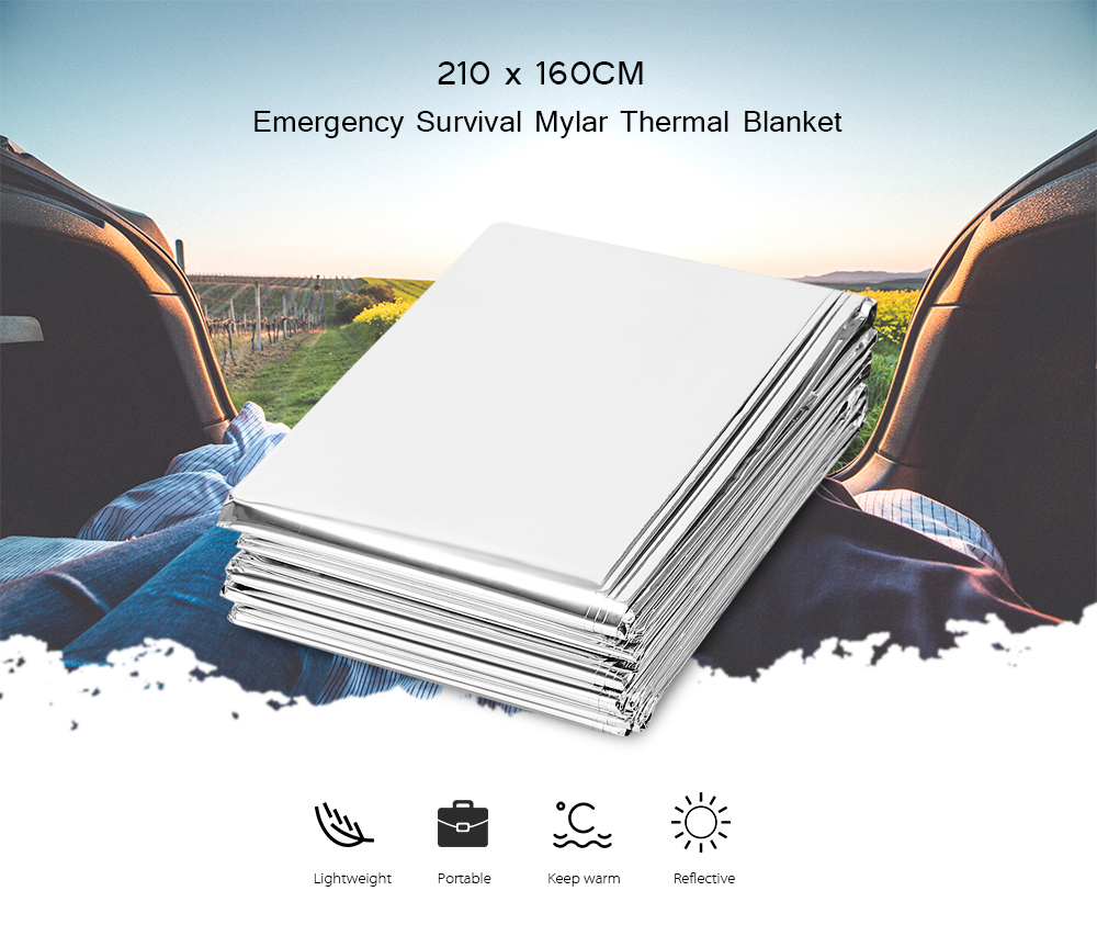 Outlife 210 x 160CM Outdoor Emergency Thermal Mylar Blanket Keep Warm Survival Equipment