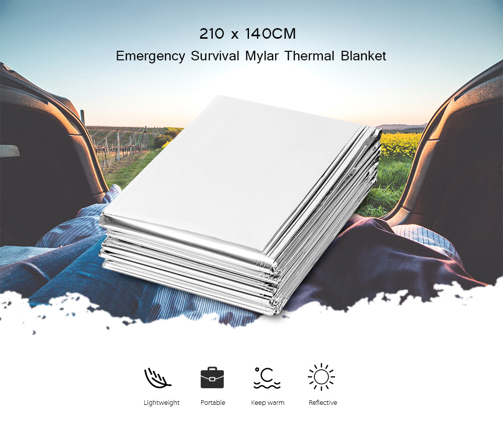 Outlife 210 x 140CM Outdoor Emergency Survival Thermal Mylar Blanket Keep Warm First Aid Equipment