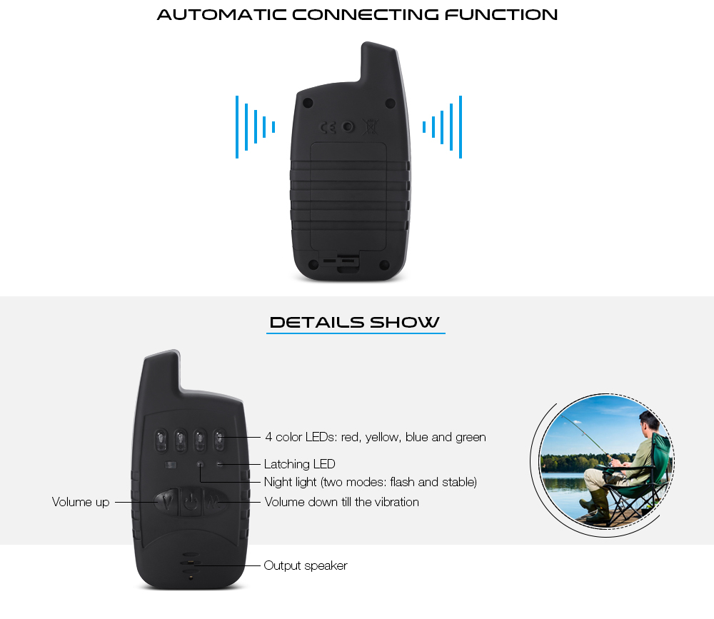 Outlife JY - 27 Wireless Fishing Bite Alarm Set with Receiver Case