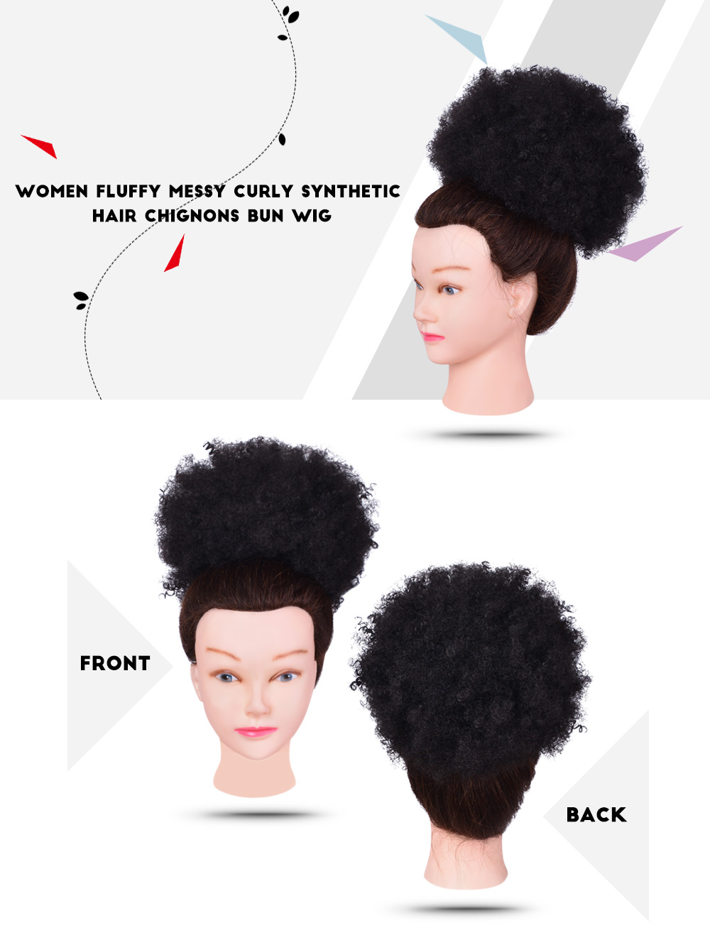 Gustala Women Trendy Fluffy Messy Curly Synthetic Fiber Hair Chignons Bun Wig