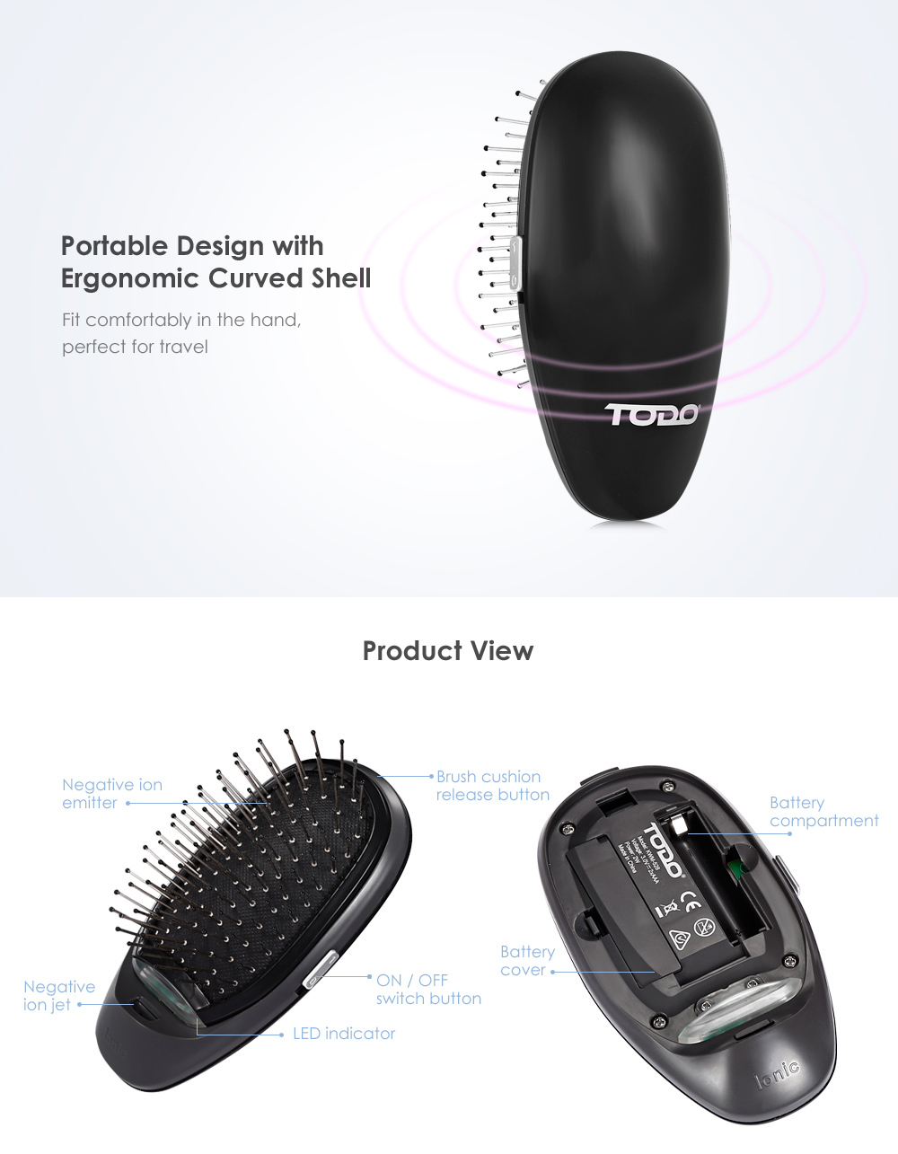 TODO KWM - 528 Ionic Styling Cushion Brush Portable Hair Straighter Beauty Care Fashion Salon Comb