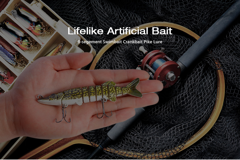 Outlife 9-segement Swimbait Crankbait Multi-jointed Pike Muskie Fishing Lure with Treble Hook Artificial Bait Tackle 12.5cm 20g