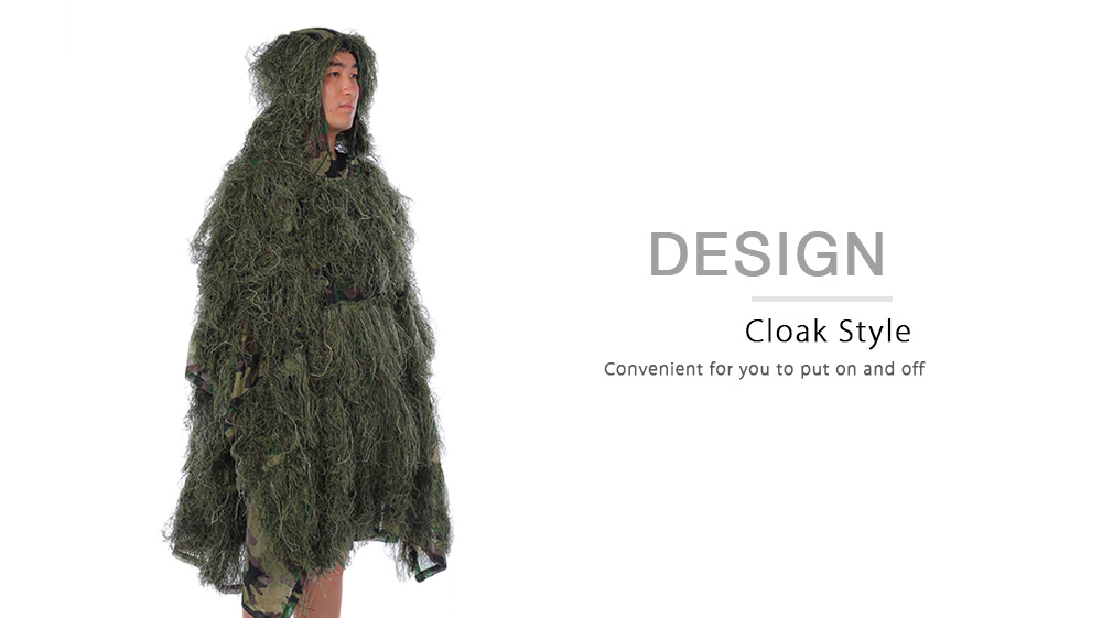 Outlife Camouflage Cloak Jungle Hunting Ghillie Suit Desert Woodland Sniper Birdwatching Poncho