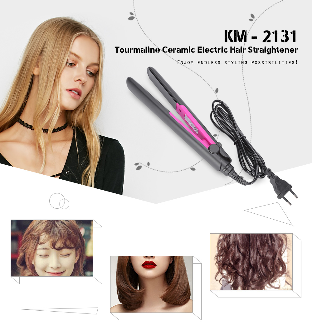 KM - 2131 Tourmaline Ceramic Coating Electric Hair Straightener Styling Tool