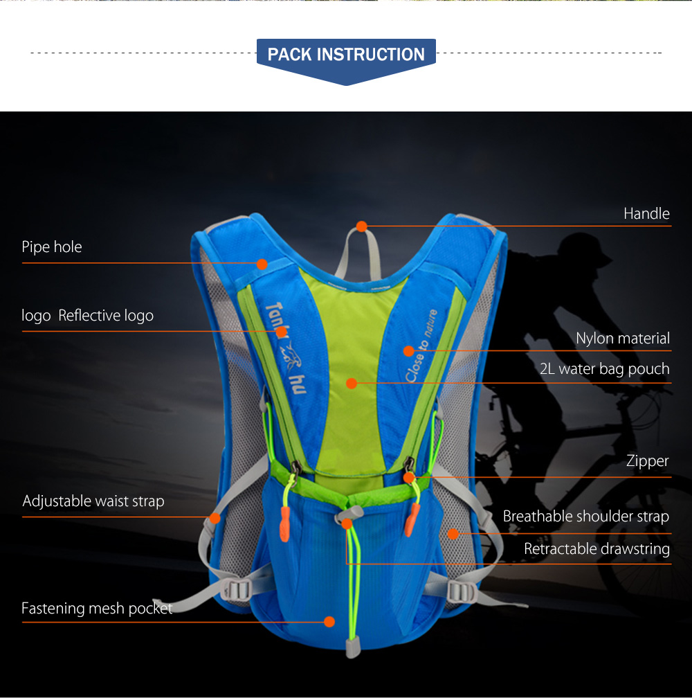 Tanluhu 675 10L Outdoor Backpack Hydration Pack for Running Riding