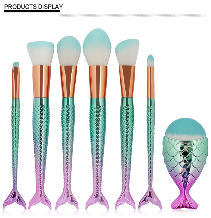 7Pcs Mermaid Ombre Makeup Brush Set