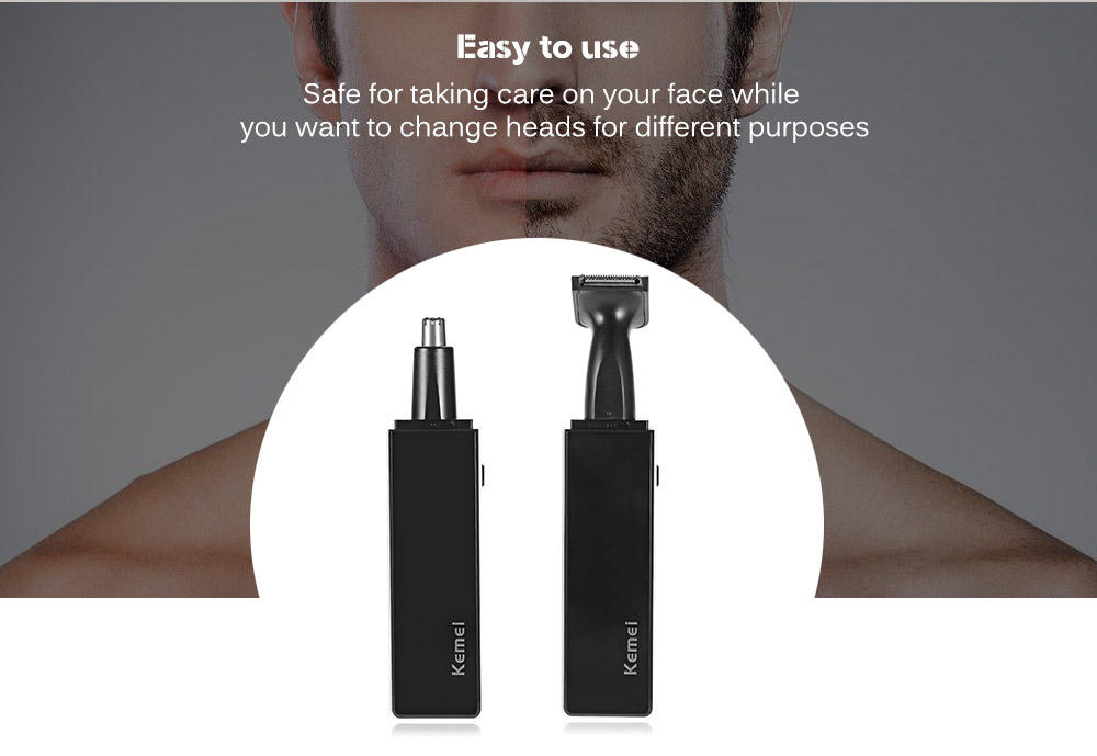KM - 6672 2 in 1 Rechargeable Nose Ear Sideburns Cleaner Hair Trimmer