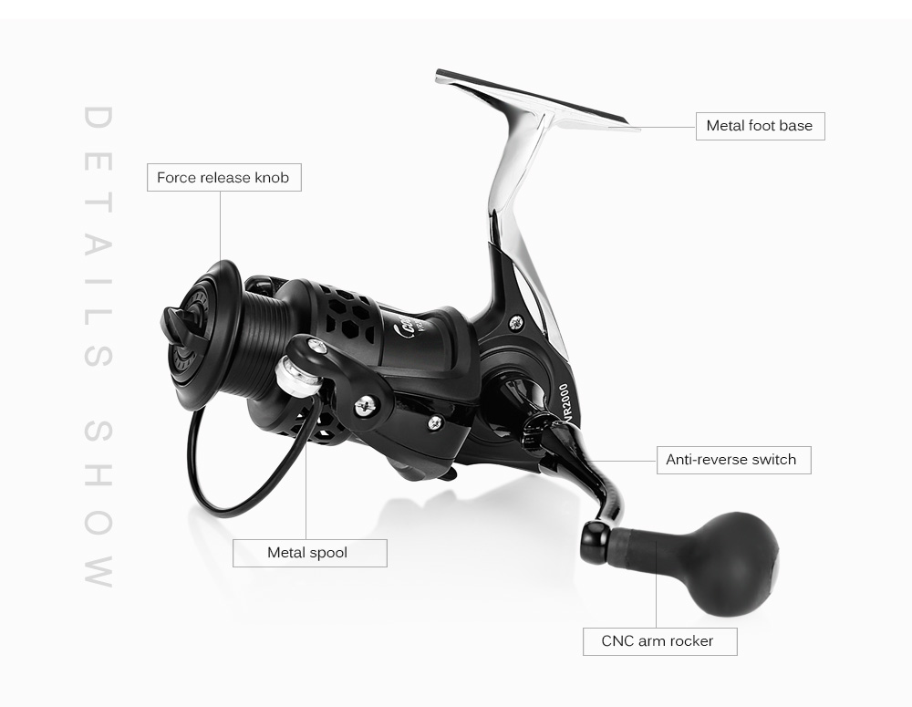COONOR 11 + 1BB Spinning Fishing Reel with Foldable CNC Handle Metal Foot Base