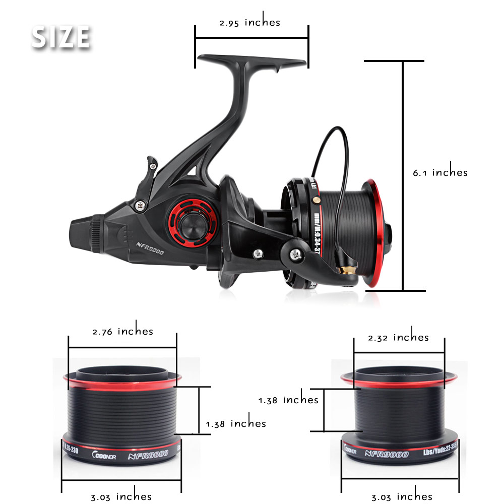 COONOR NFR9000 + 8000 12 + 1BB 4.6:1 Full Metal Spinning Fishing Reel with Double Spool