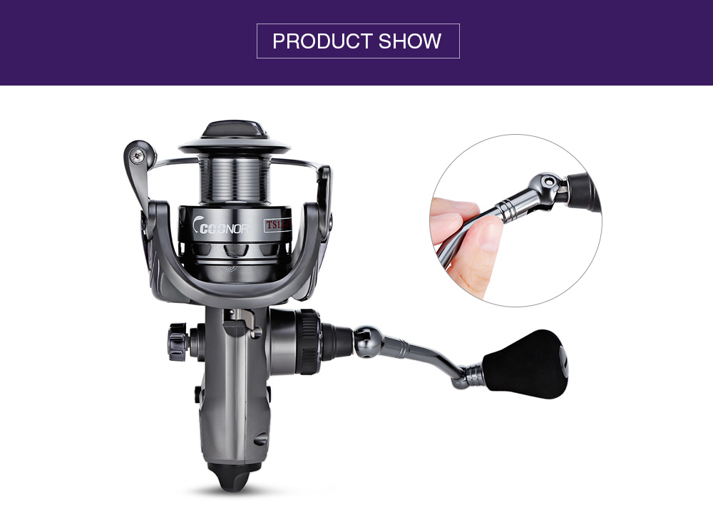COONOR TS12 10 + 1BB Double Gear Ratio 6.3:1 4.3:1 Spinning Fishing Reel with Metal Folding Handle