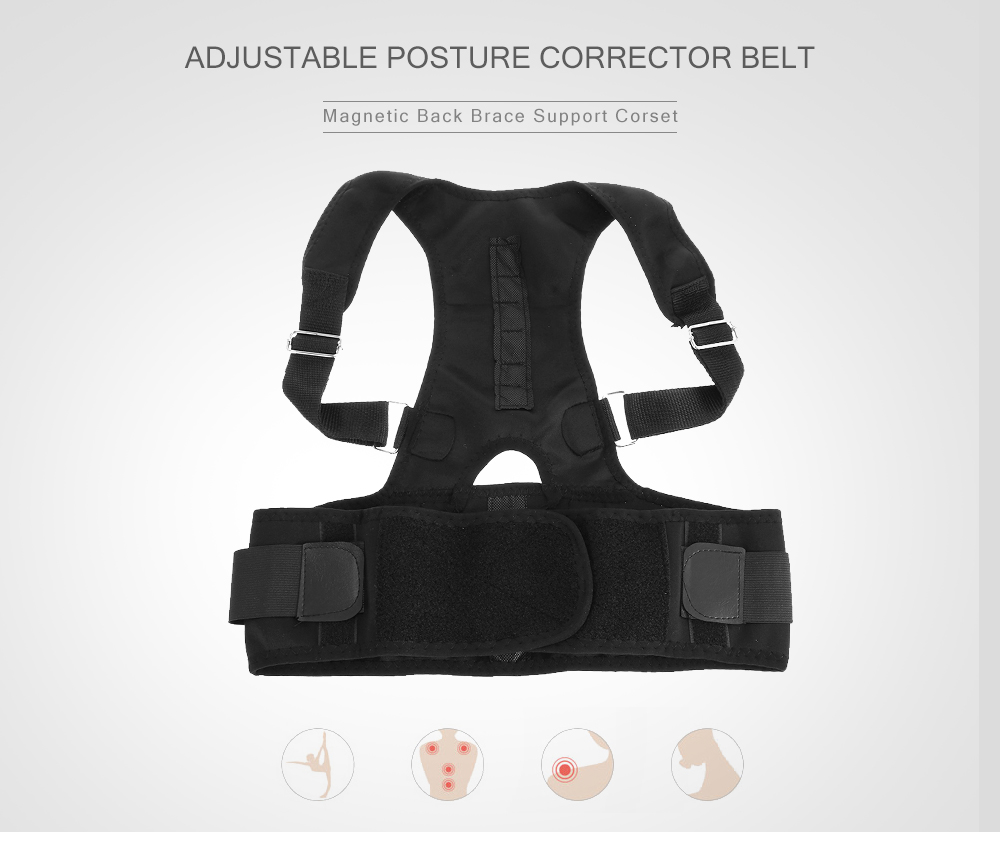 Adjustable Posture Corrector Magnetic Back Brace Support Belt