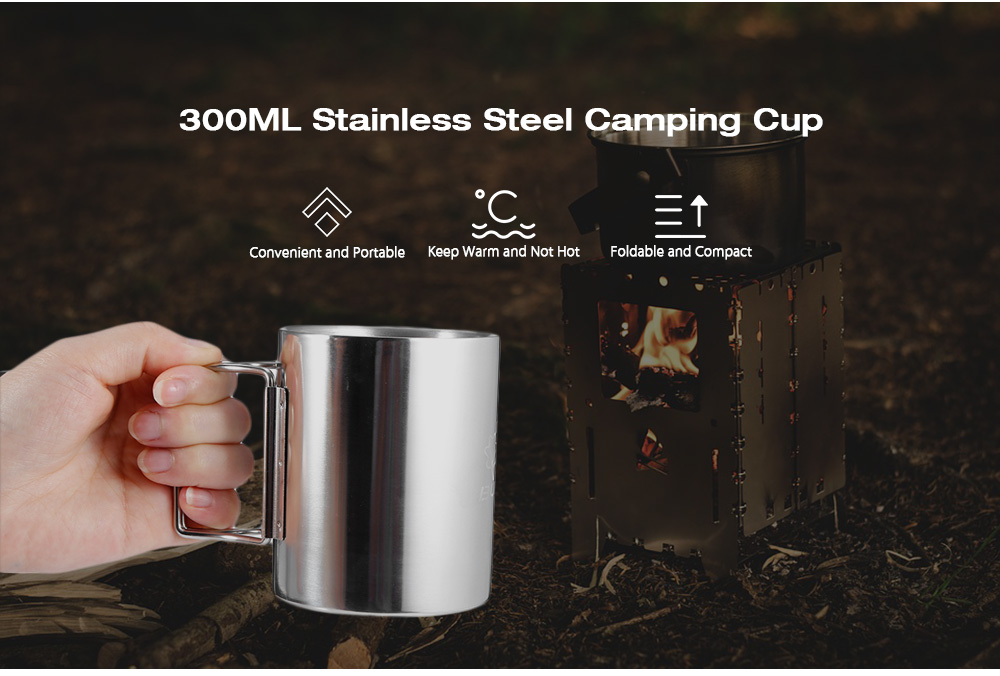 Bulin BL600 - D3 300ML Outdoor Camping Mug Stainless Steel Foldable Water Cup