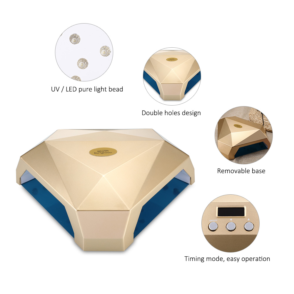 60W Manicure Tool LED / UV Double Hole Dual Light Source Nail Gel Lamp