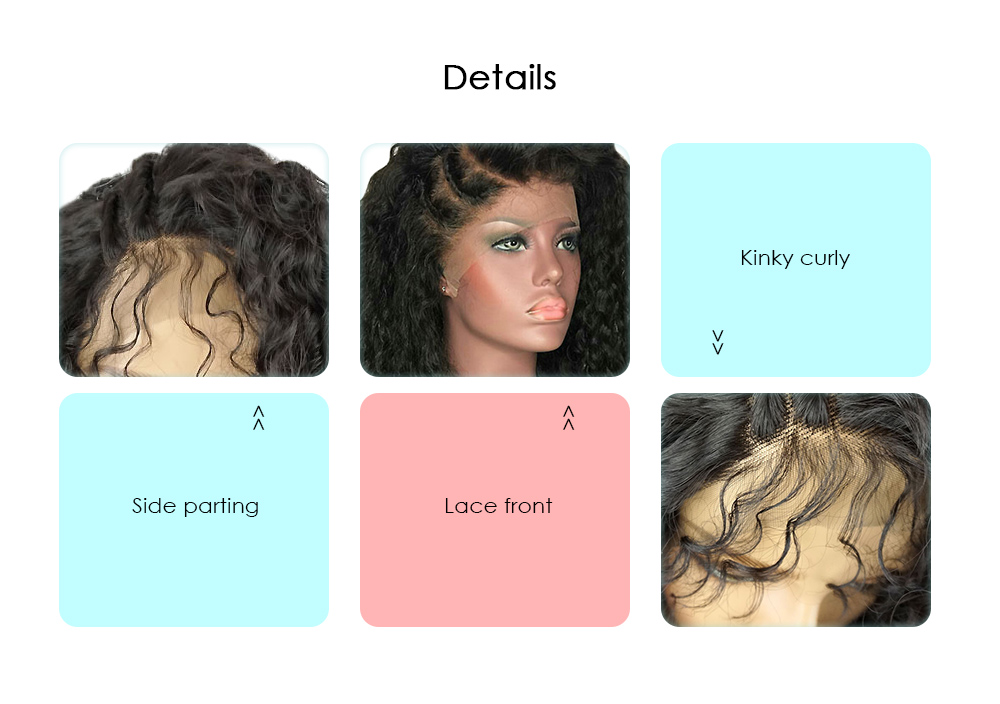 Women Lace Front Side Parting Kinky Curly Synthetic Hair Wig