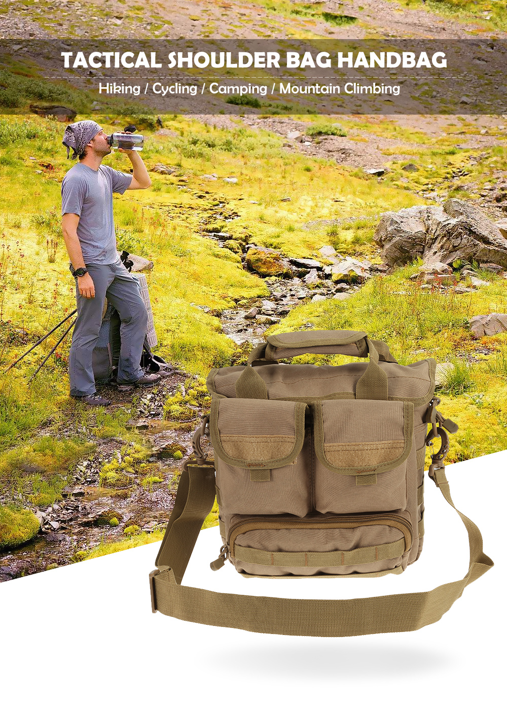 Waterproof Tactical Outdoor Shoulder Bag Handbag for Cycling Camping Hiking