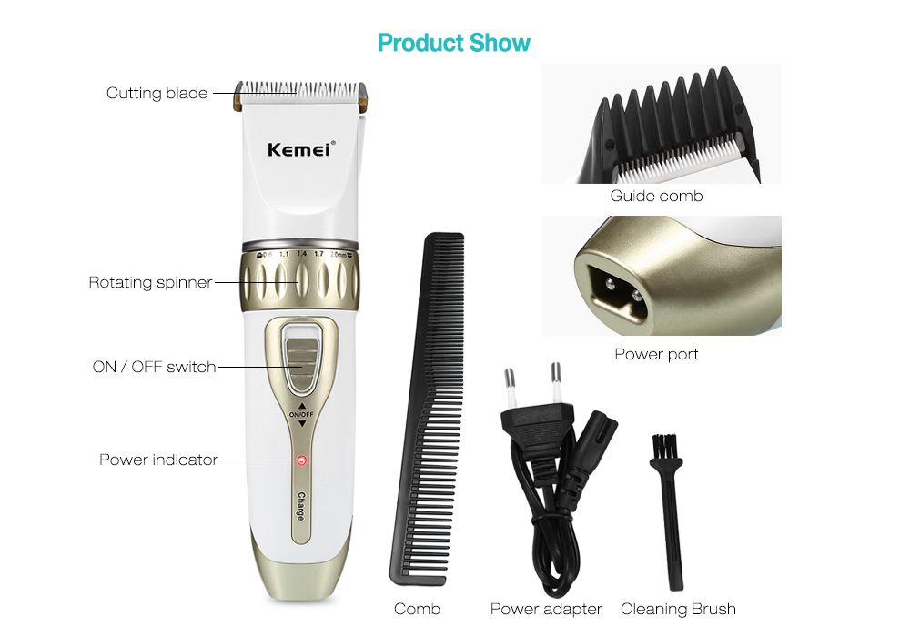 KM - 1817 Hair Clipper Haircut Trimmer Adjustable Rechargeable Electric Hairdressing Tool