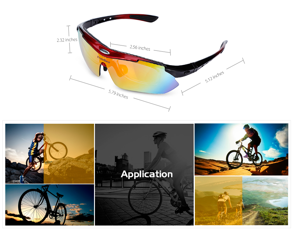 FreeBee 0089 Windproof Cycling Sunglasses Bike Goggles Eyewear Set with Box
