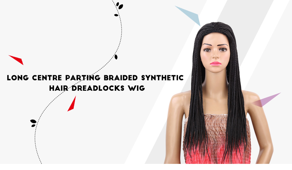 Long Centre Parting Braided Dreadlocks Wig Synthetic Hair