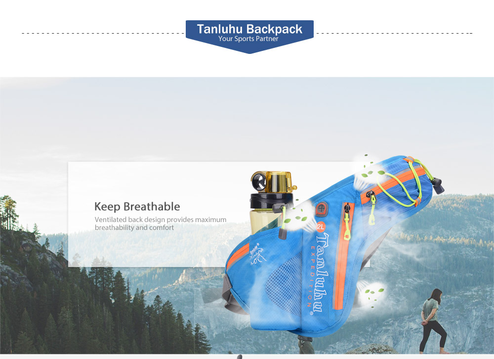 Tanluhu 371 2L Outdoor Running Belt Bag Waist Backpack Water Bottle Holder