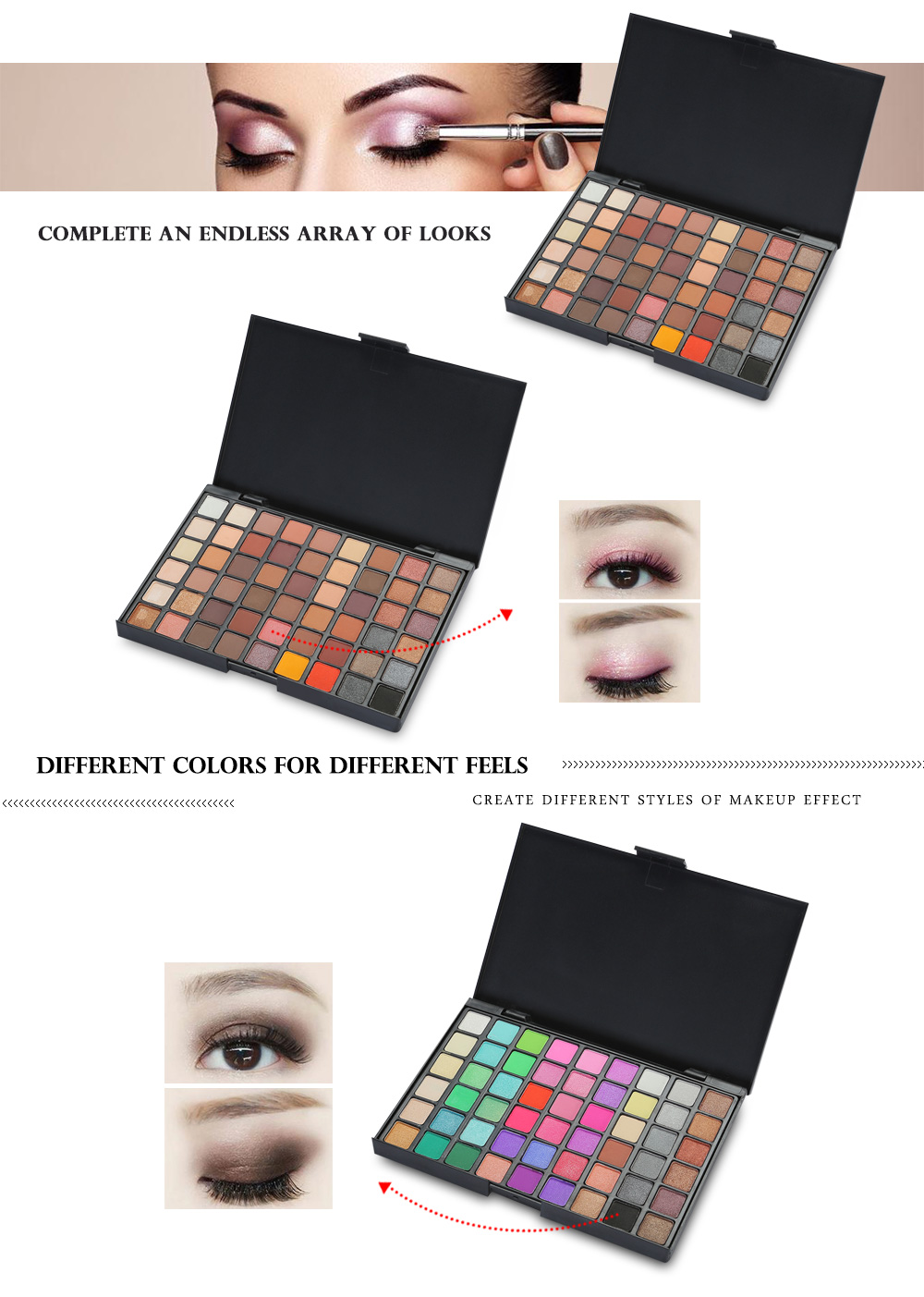 Popfeel 54 Color Eye Shadow Palette Shimmer Matte Beauty Smoky Makeup Set