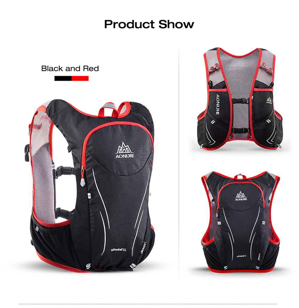 AONIJIE E906S 5L Upgraded Outdoor Running Marathon Reflective Backpack Hydration Vest Pack