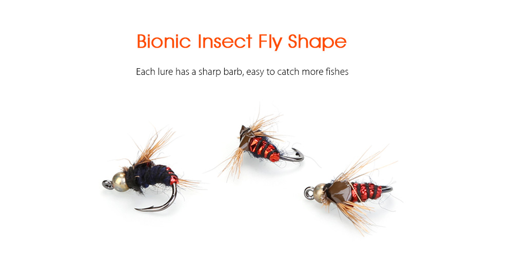 Outlife 40pcs / Box Bionic Fish Hook Insect Fly Shape Fishing Tackle
