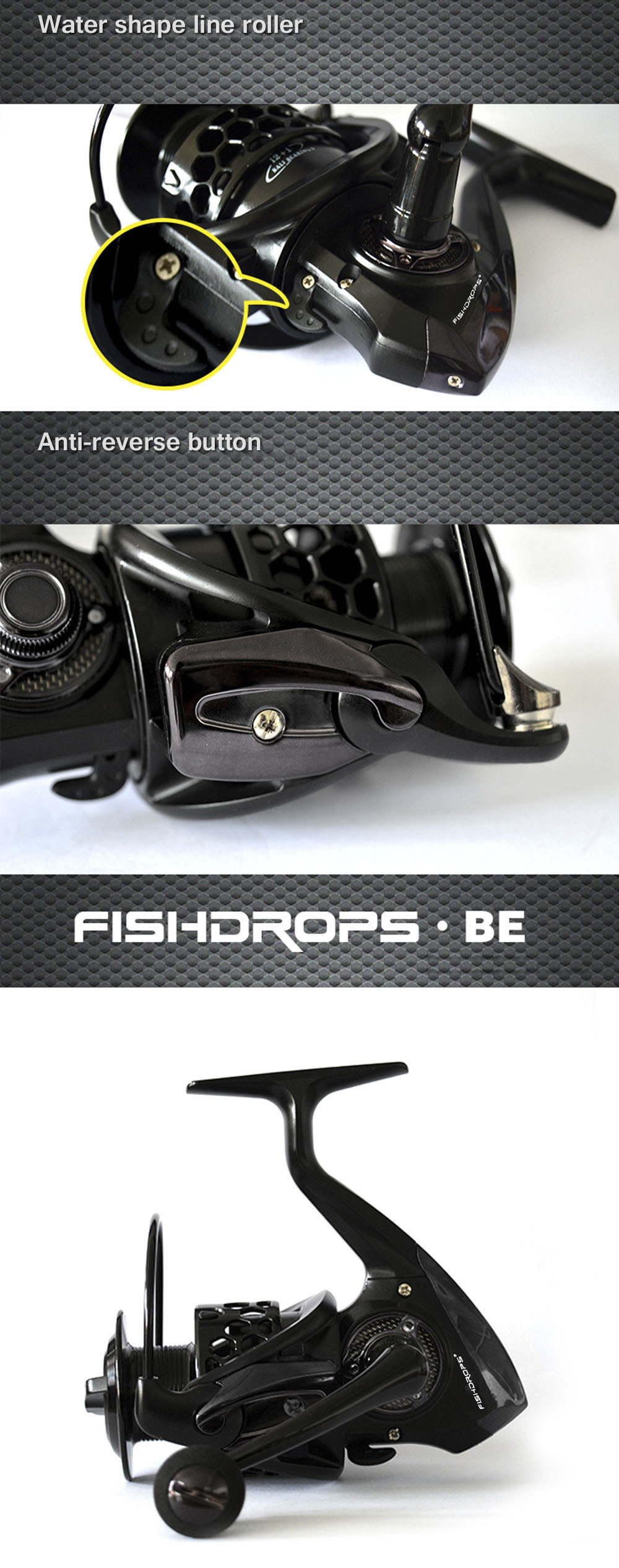 FISHDROPS Full Metal Fishing Spinning Reel with Foldable Handle