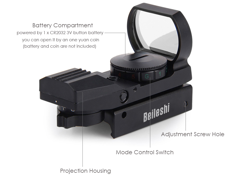 Beileshi Hunting Tactical Holographic Reflex Red Green Dot Sight Scope 20mm