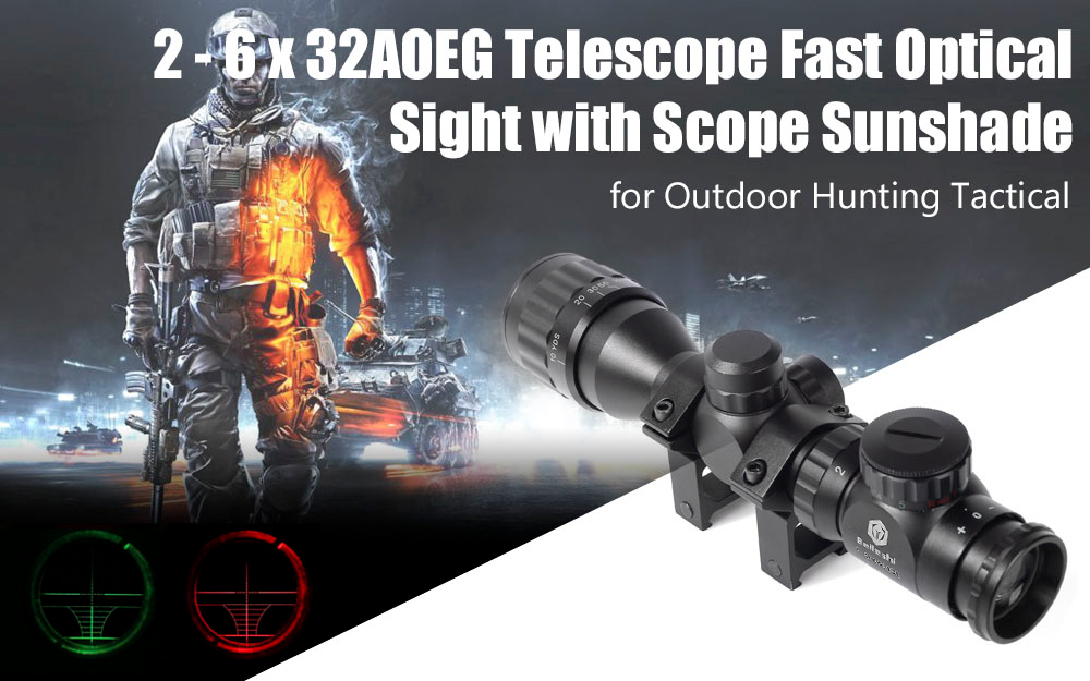 Beileshi 2 - 6 x 32AOEG Outdoor Hunting Tactical Telescope Fast Optical Sight with Scope Sunshade