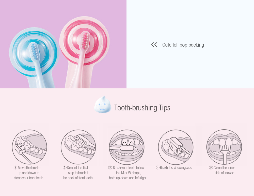 DOCTOR·B Cute Toothbrush for Children Kids 2PCS