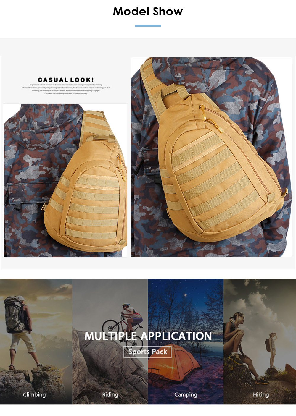 Outlife 15L Tactical Camouflage Single Shoulder Pouch Chest Pack Messenger Bag
