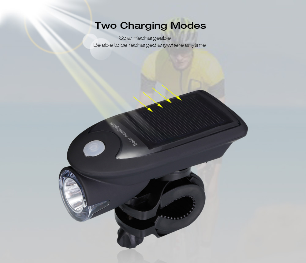 2 in 1 LEDs USB Rechargeable Solar Energy Bicycle Front Light Tail Lamp