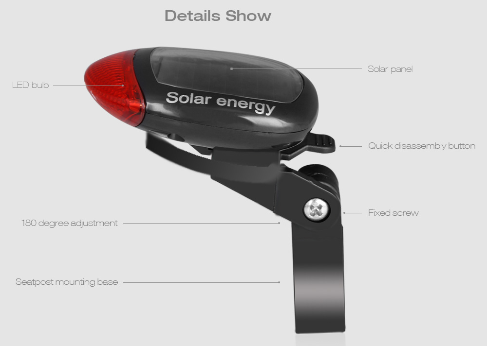 2 in 1 LEDs USB Rechargeable Solar Energy Bicycle Front Light Tail Lamp