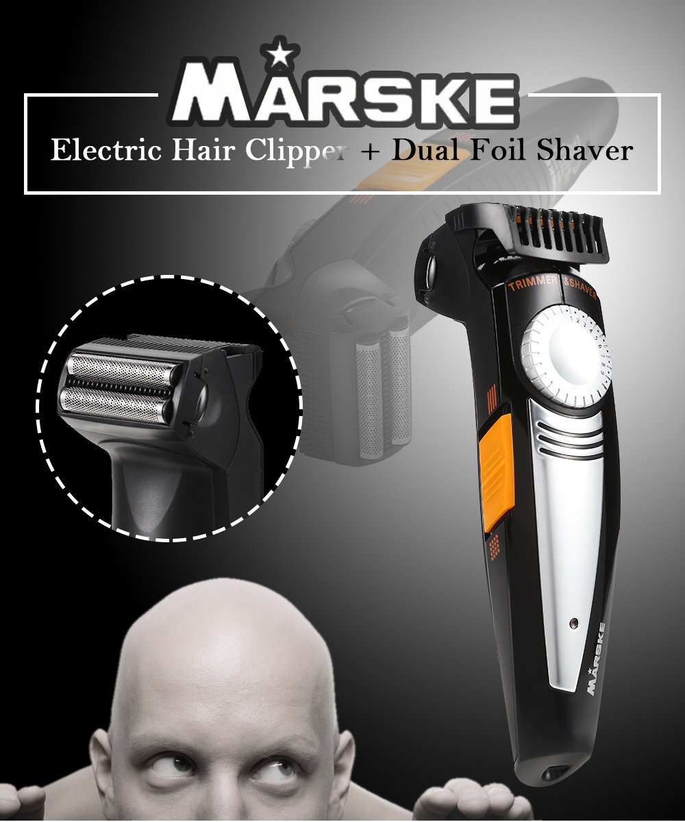 MARSKE Electric Hair Clipper Rechargeable Beard Stubble Trimmer Dual Foil Shaver