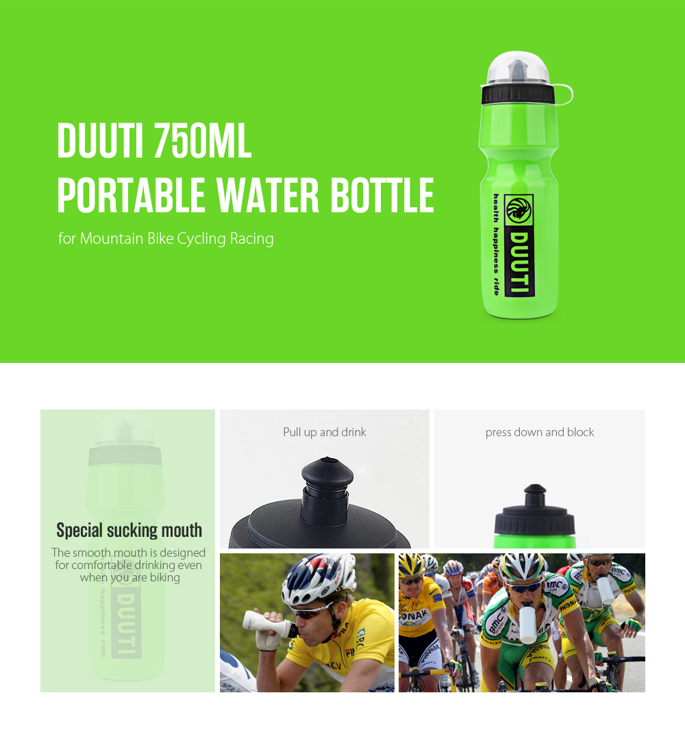 750ml DUUTI Portable Outdoor Bike Bicycle Cycling Sports Drink Jug Water Bottle Cup
