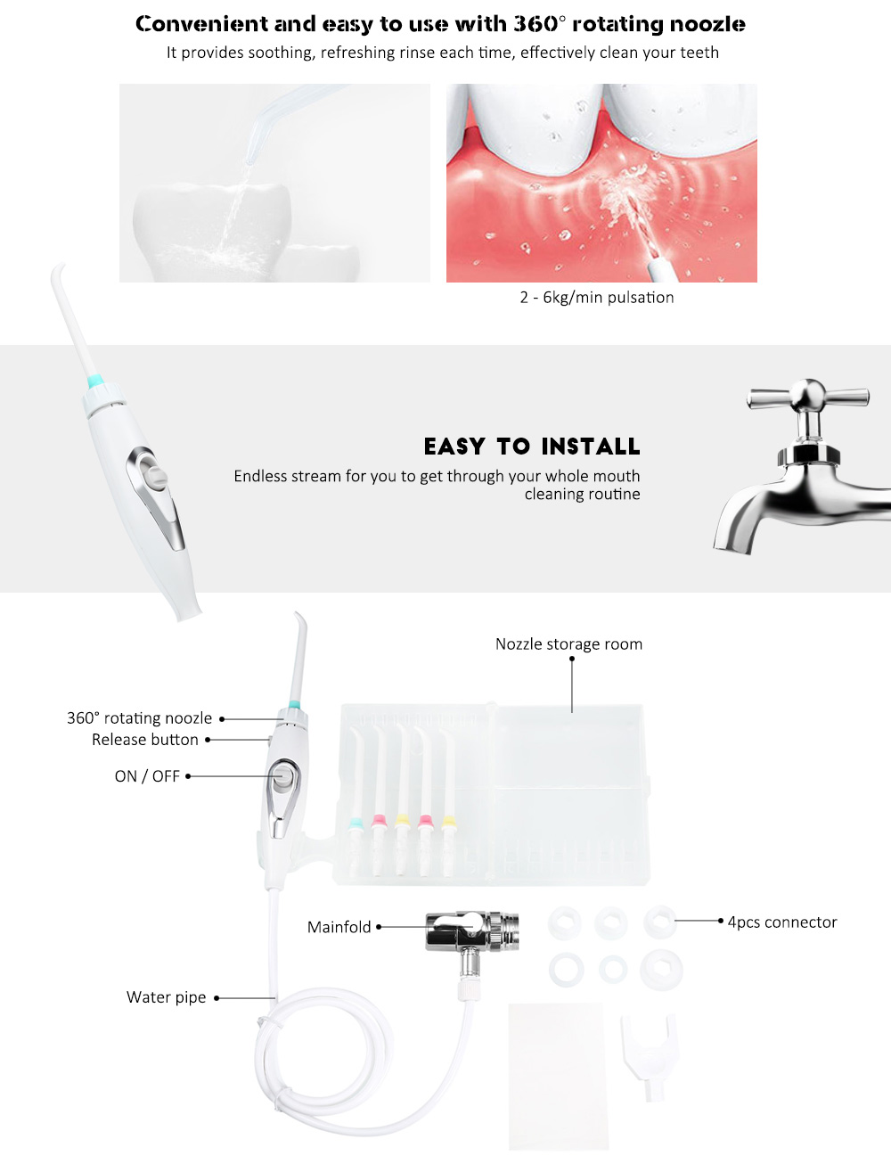Dental Flosser Water Jet Oral Care Teeth Cleaner Irrigator Series