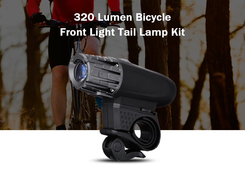 New Style USB Rechargeable 320 Lumen Bicycle Front Light Tail Lamp Set