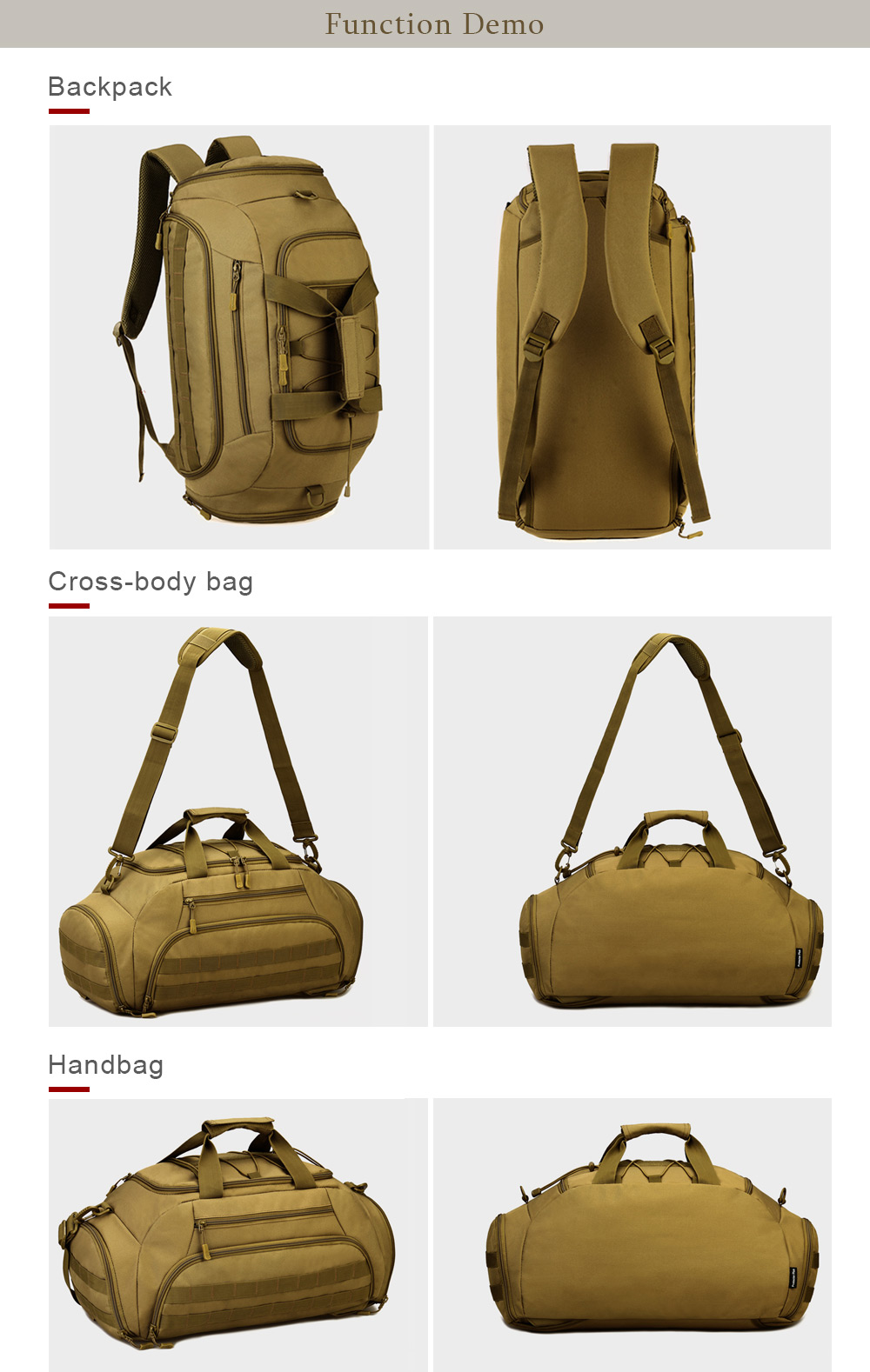 Protector Plus 35L Multifunctional Luggage Travel Duffle Bag Backpack Handbag