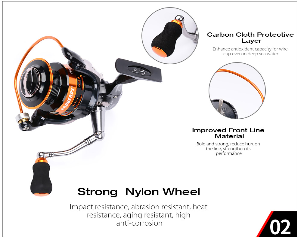 PRO BEROS 7BB Metal Wheel Fish Spool Lightweight Fishing Tackle Spinning Reel