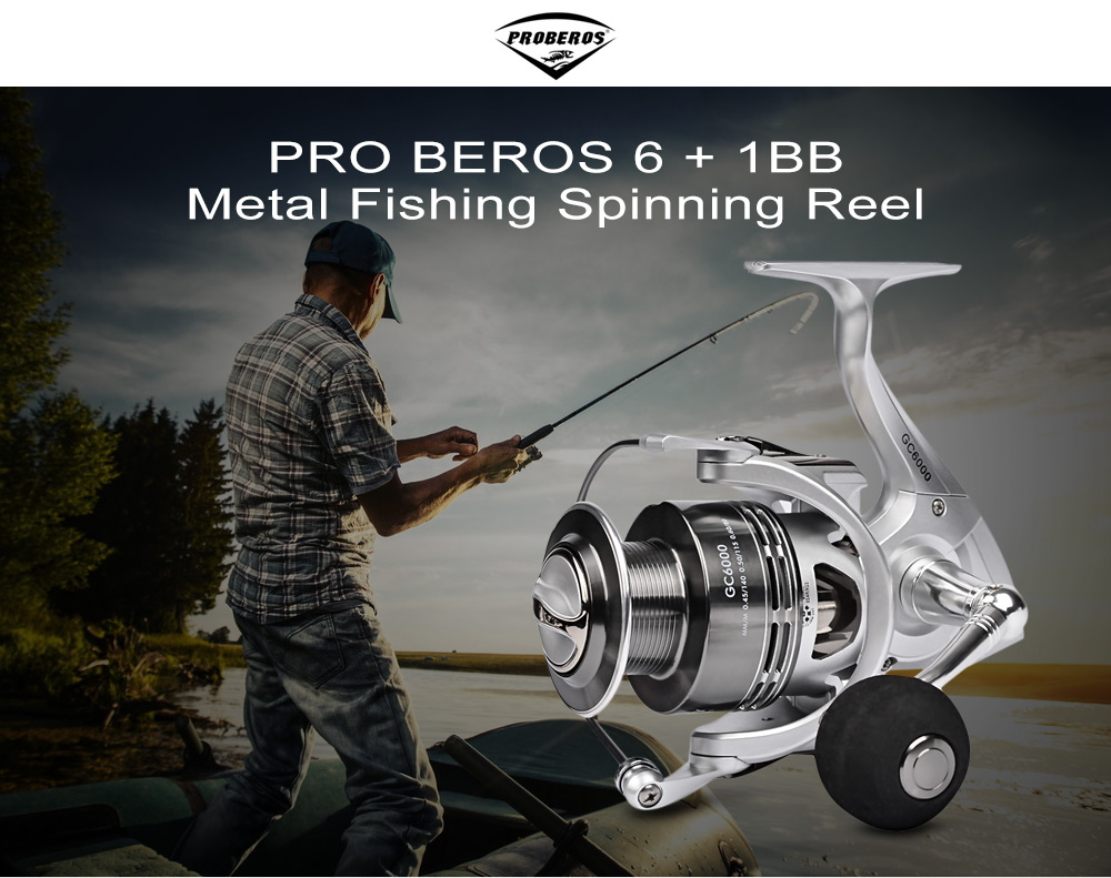 PRO BEROS GC Series 6.3:1 6 + 1BB Lightweight Seamless Metal Fishing Spinning Reel