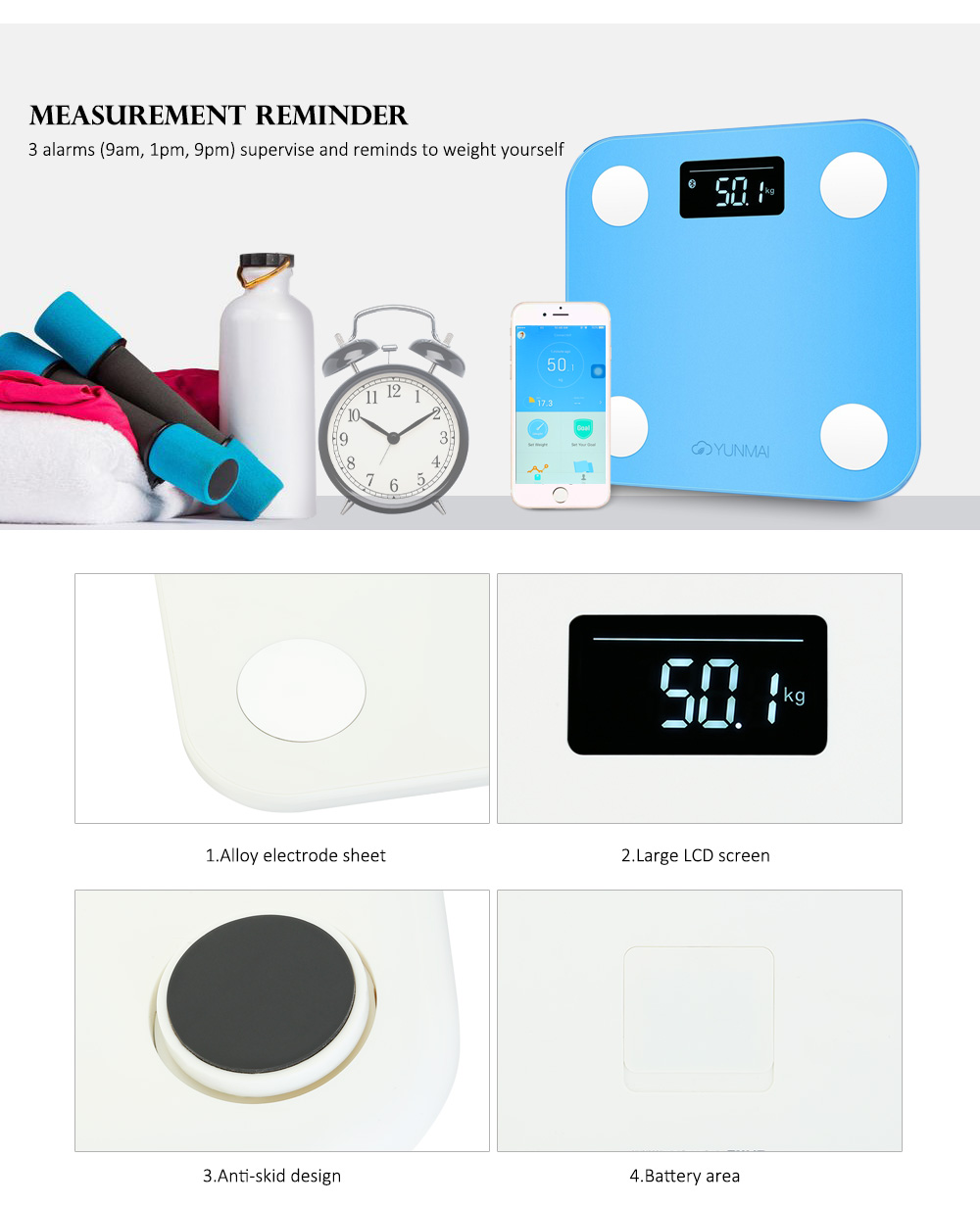 YUNMAI Mini Smart Body Fat Electronic LCD Digital Weight Scale with App