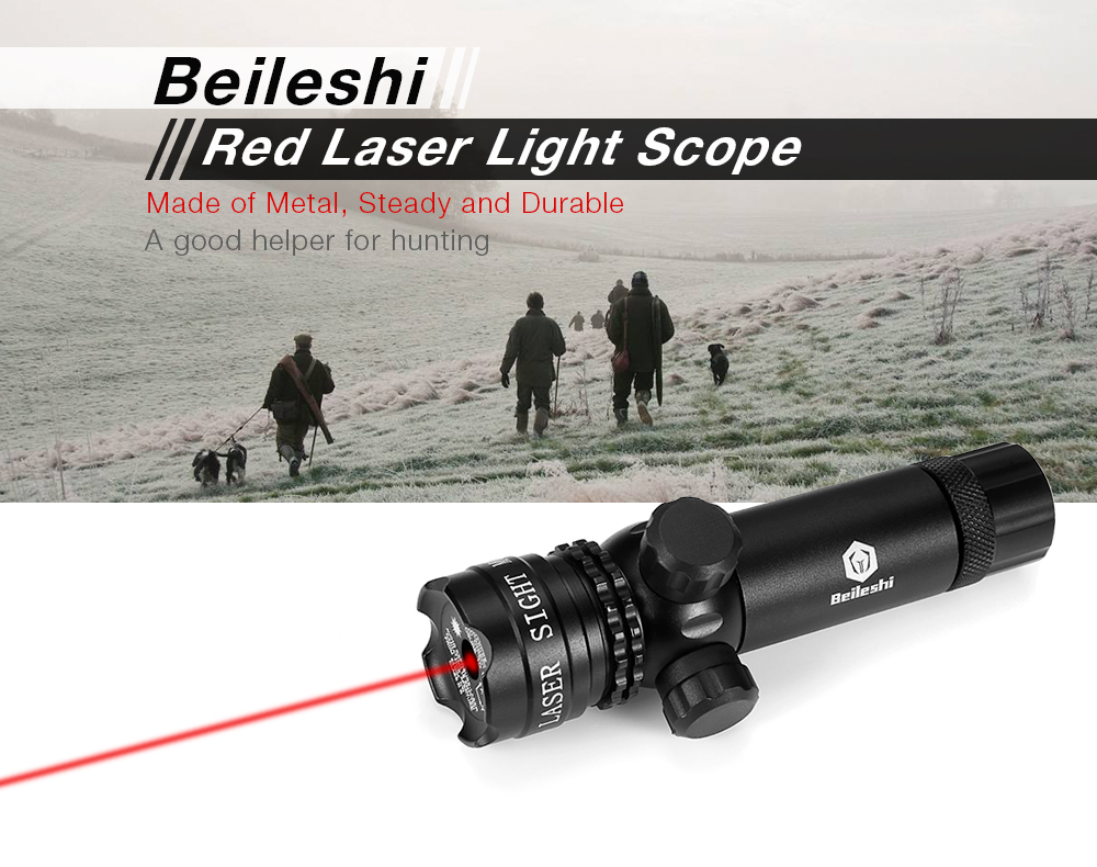 Beileshi Outside Hunting Rifle Red Laser Sight Dot Scope Adjustable Switch with Rail Mount