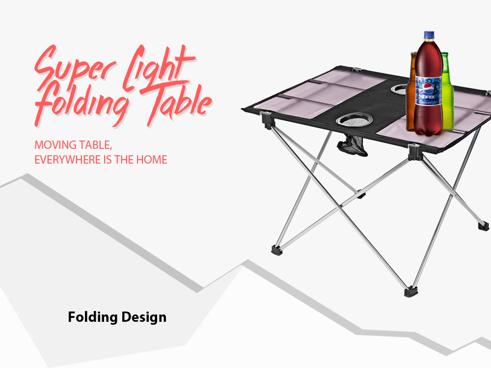 Outdoor Portable Foldable Table with Bottle Hole for Fishing Picnic Camping
