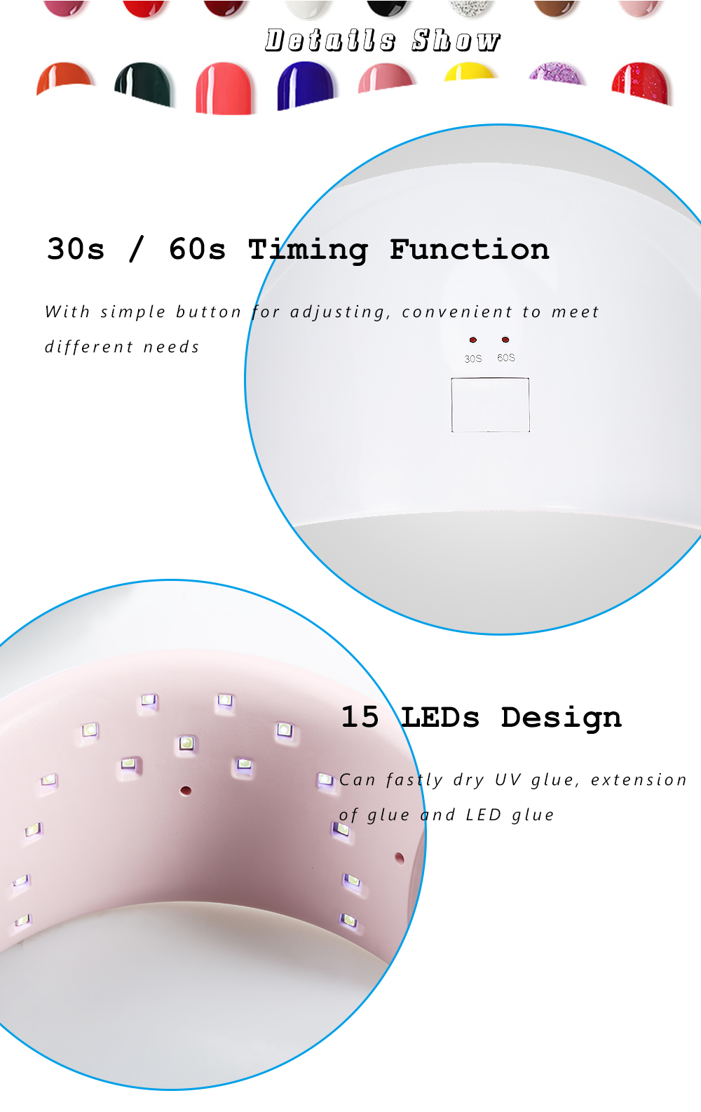 KT - 601 UV LED Smart Nail Dryer Lamp Manicure Tool