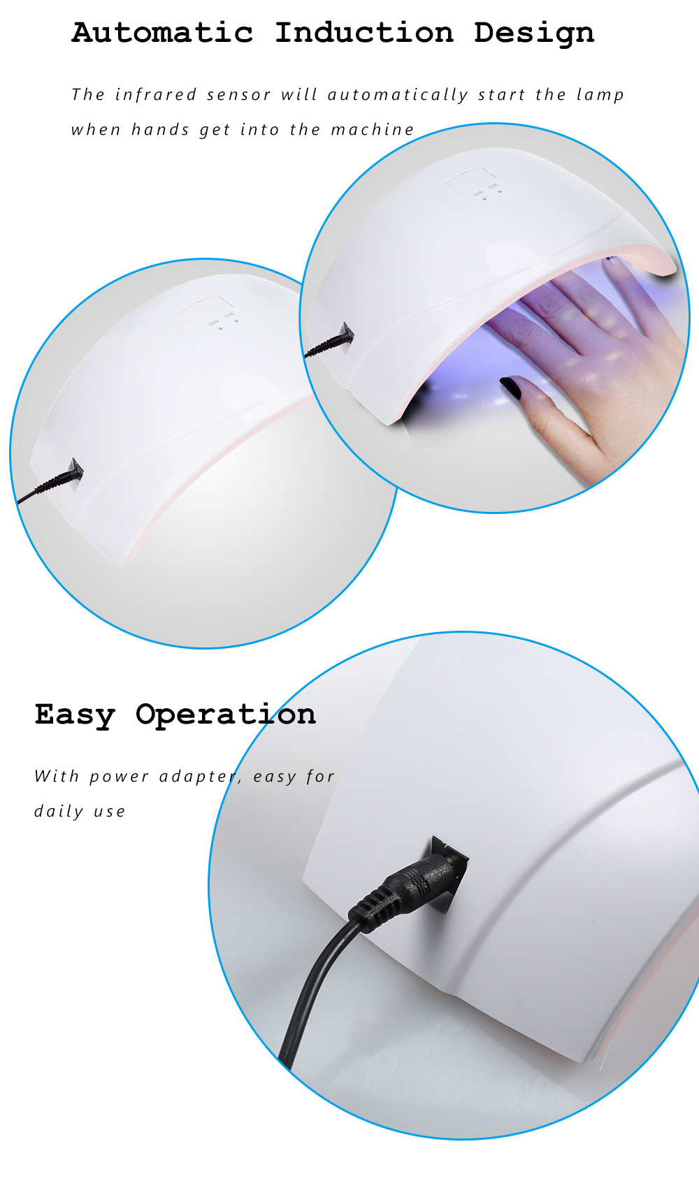 KT - 601 UV LED Smart Nail Dryer Lamp Manicure Tool