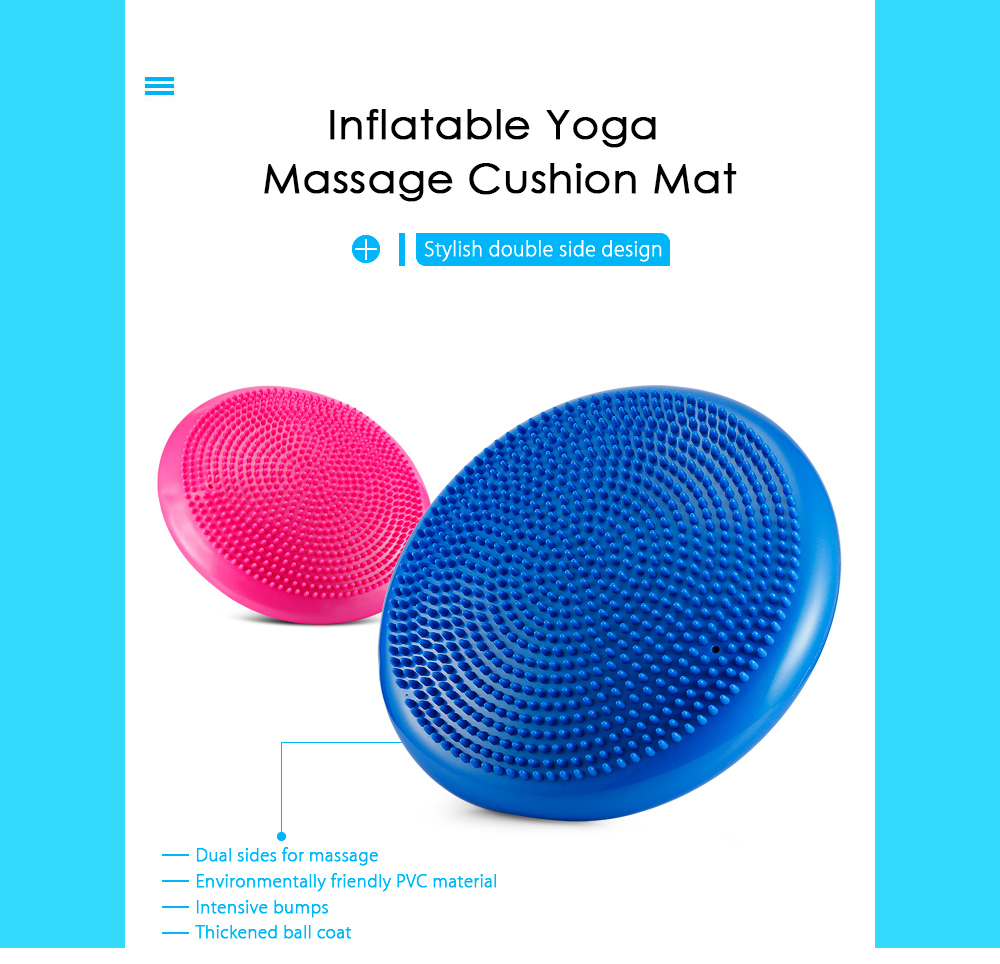 Durable Inflatable Yoga Wobble Stability Balance Disc Massage Cushion Mat