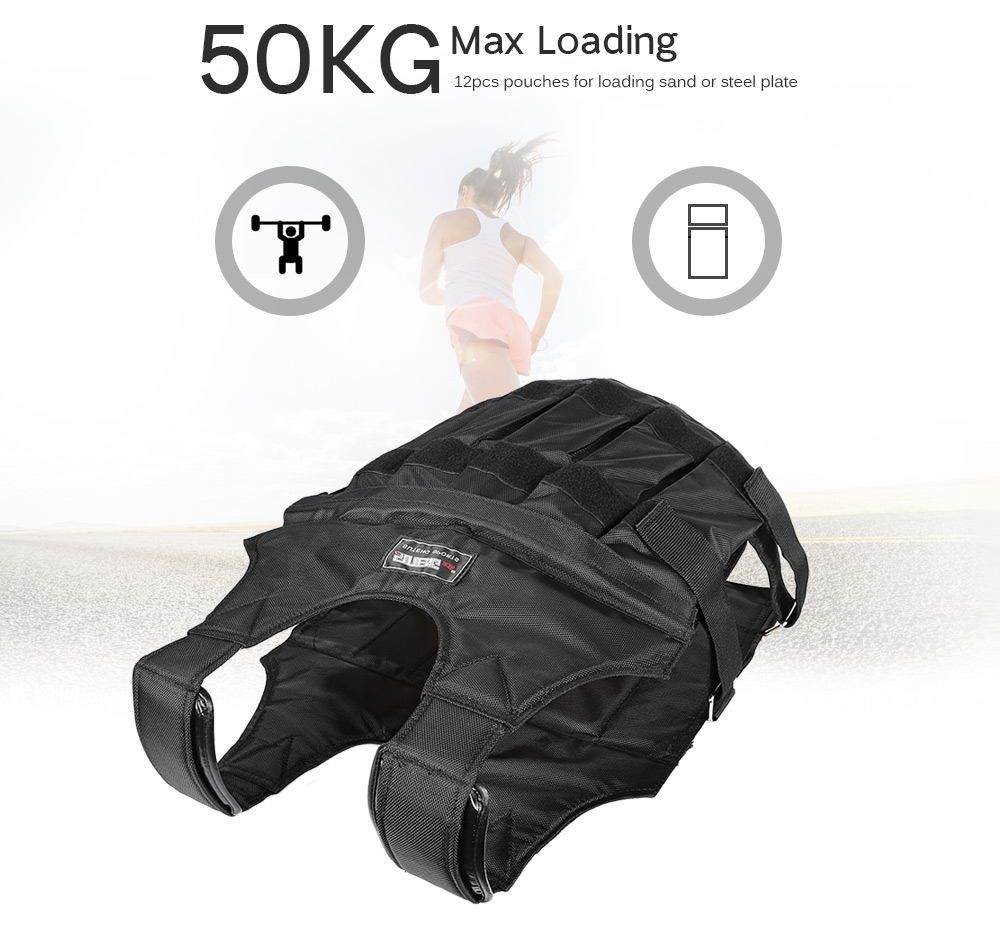 SUTENG 50kg Max Loading Weighted Vest Adjustable Jacket Exercise Boxing Training Waistcoat