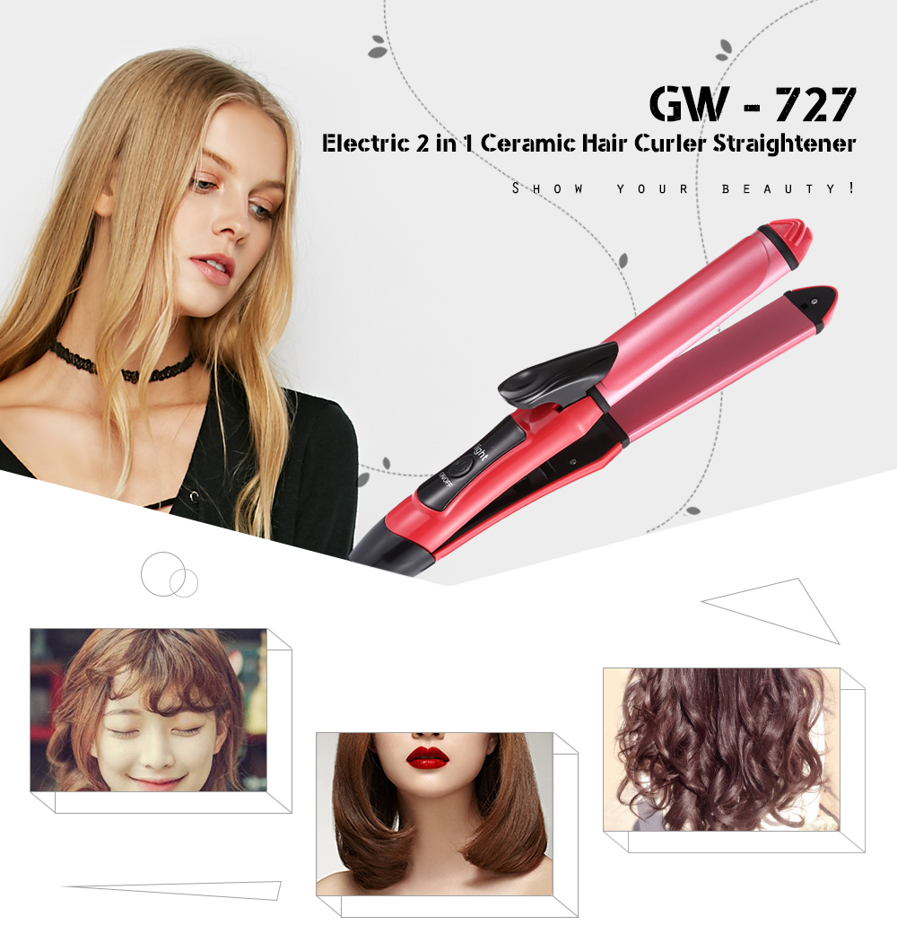 Guowei GW - 727 Electric 2 in 1 Ceramic Hair Curler Straightener Styling Tool
