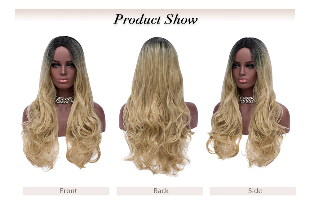 Synthetic Middle Part Long Curly Wig Women Gradient Hair