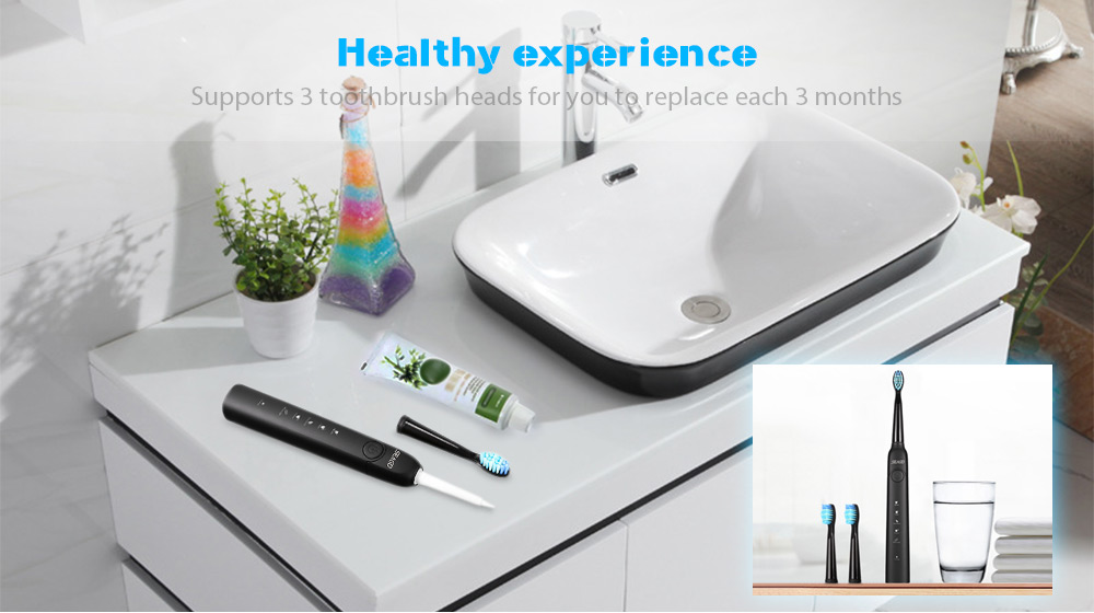 SEAGO SG - 949 Sonic Electric Toothbrush with Smartimer 5 Brushing Modes 3 Brush Heads